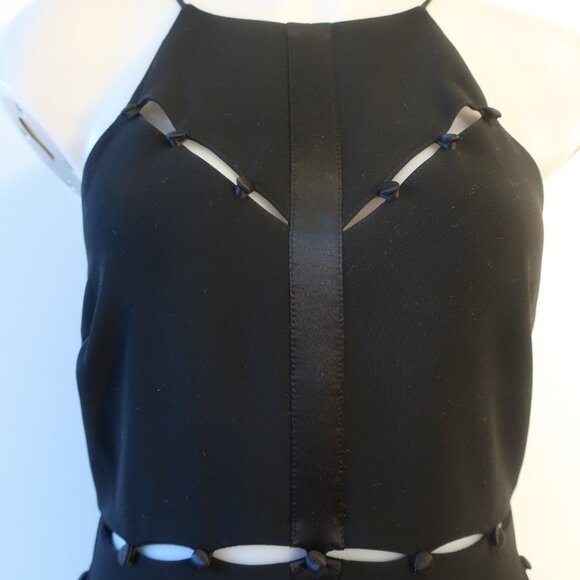 Womens Cinq a Sept Black Satin Striped & Button Details Maxi Dress 6 - Picture 5 of 12